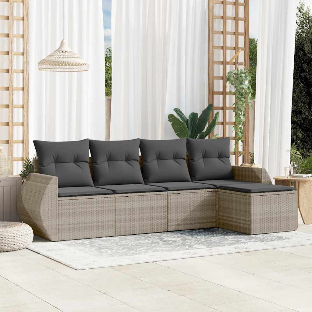 Set Mobilier De Grădină Cu Perne, 5 Piese, , Poliratan