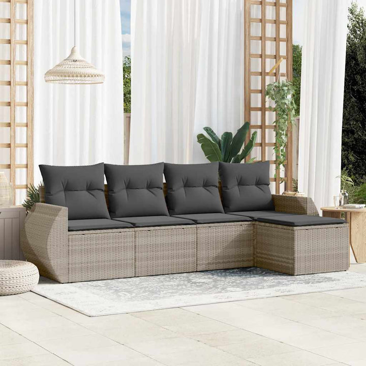 Set Mobilier De Grădină Cu Perne, 5 Piese, , Poliratan