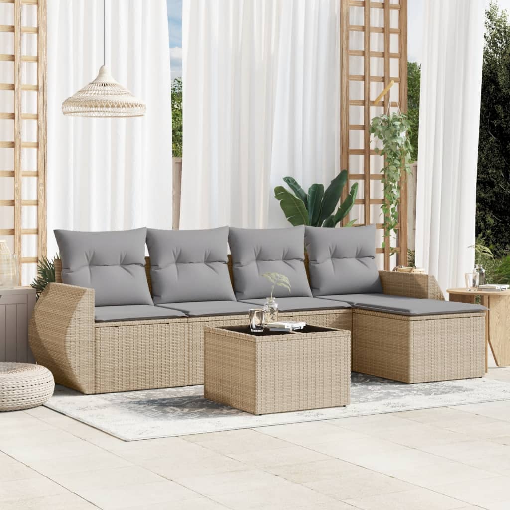 Set Mobilier De Grădină Cu Perne, 5 Piese, , Poliratan