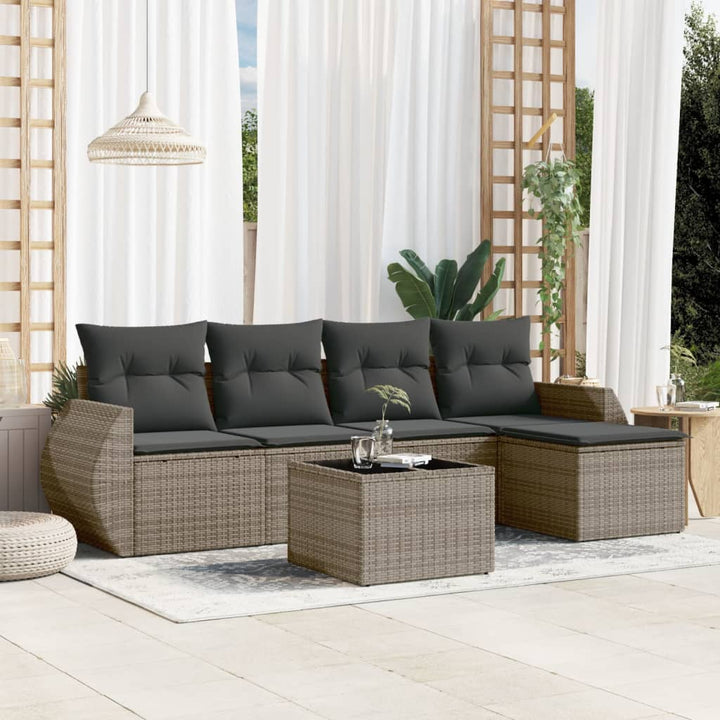 Set Mobilier De Grădină Cu Perne, 5 Piese, , Poliratan