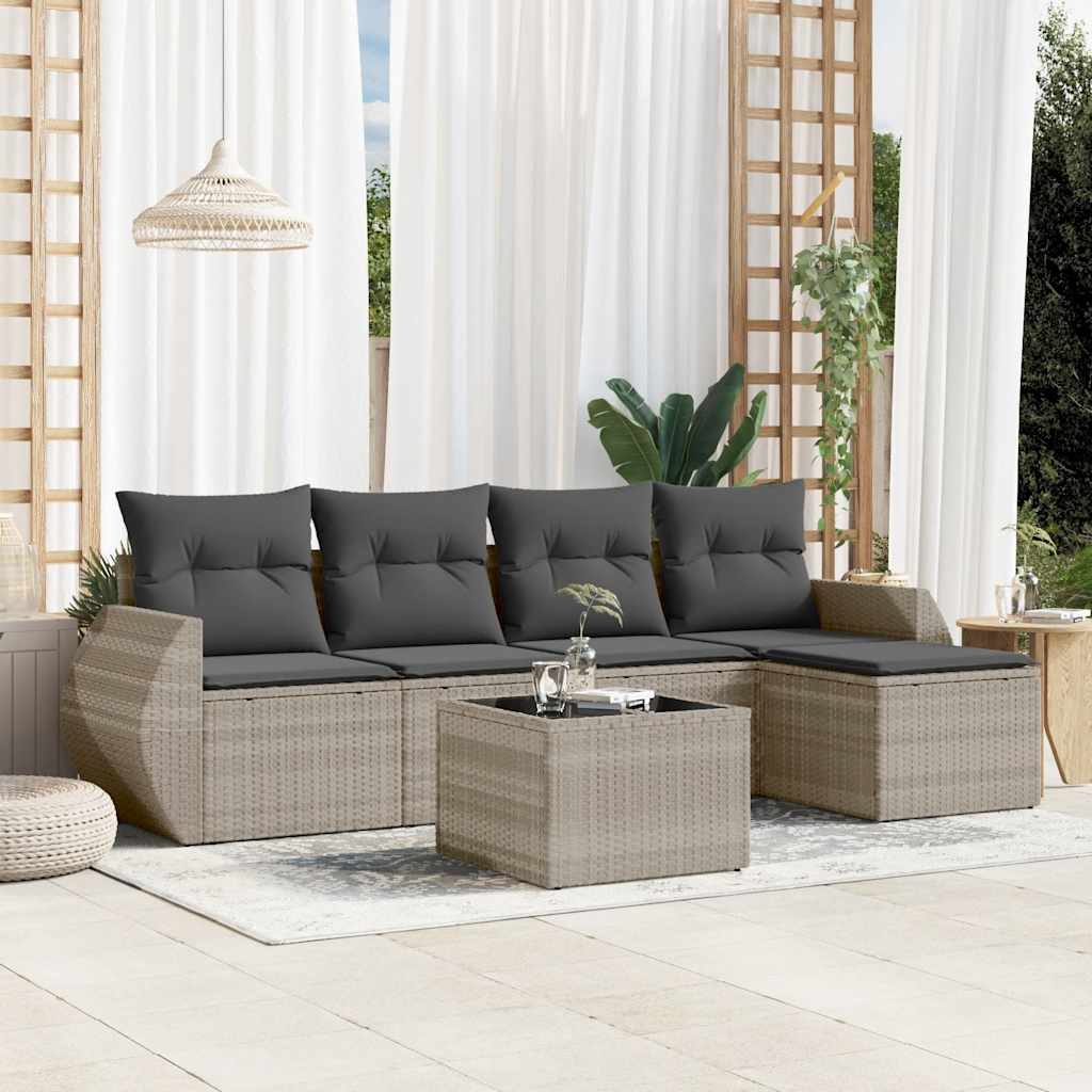 Set Mobilier De Grădină Cu Perne, 5 Piese, , Poliratan