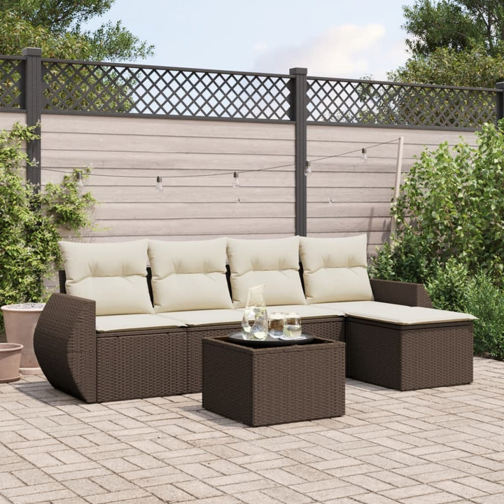 Set Mobilier De Grădină Cu Perne, 5 Piese, , Poliratan