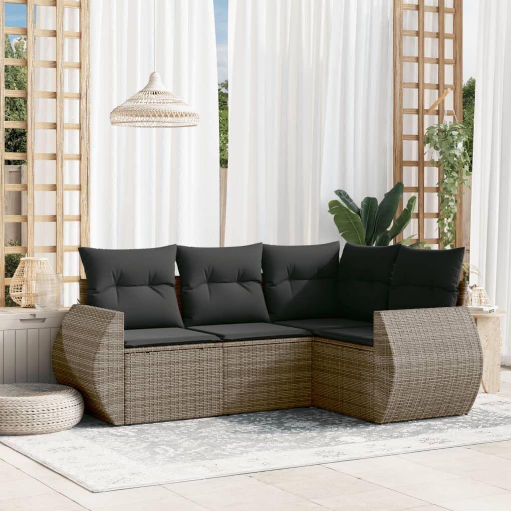 Set Canapea De Grădină Cu Perne, 4 Piese, , Poliratan