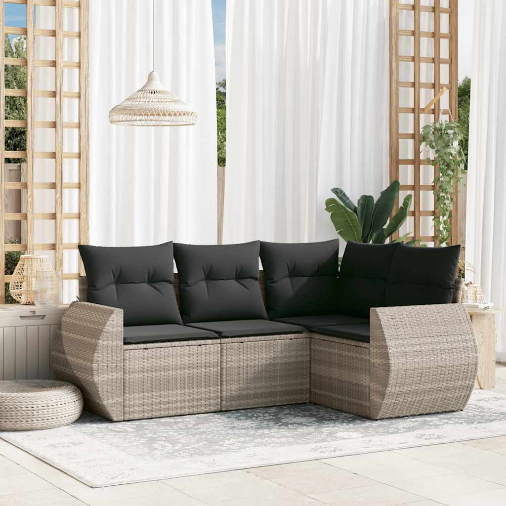 Set Canapea De Grădină Cu Perne, 4 Piese, , Poliratan