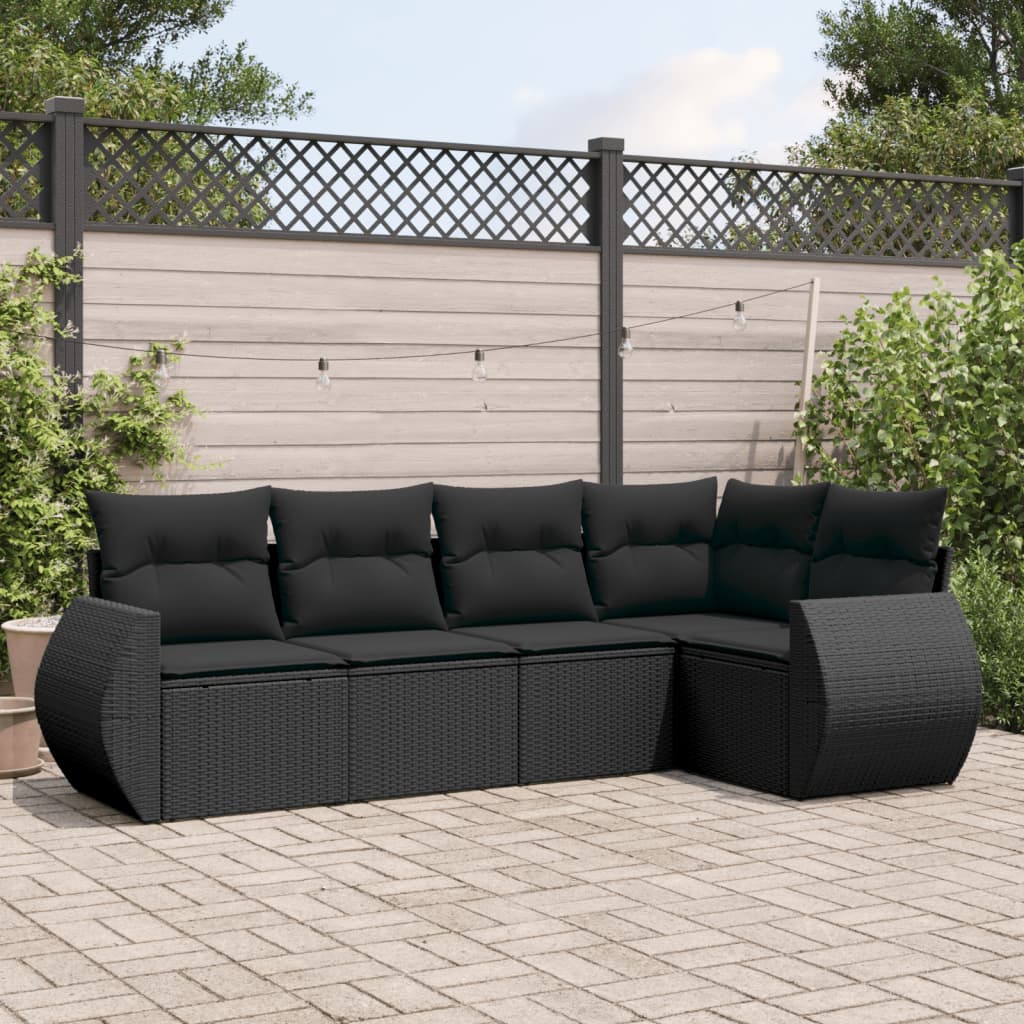 Set Canapea De Grădină Cu Perne, 5 Piese, , Poliratan