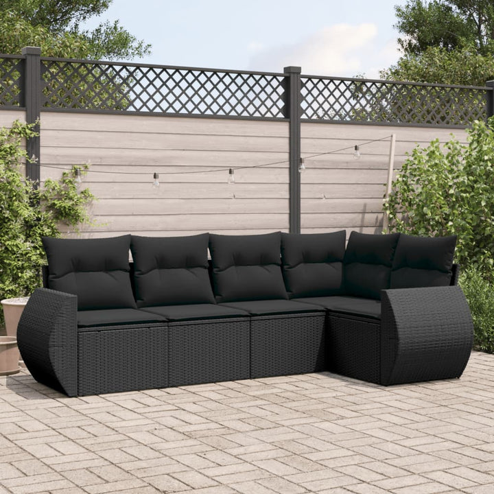 Set Canapea De Grădină Cu Perne, 5 Piese, , Poliratan