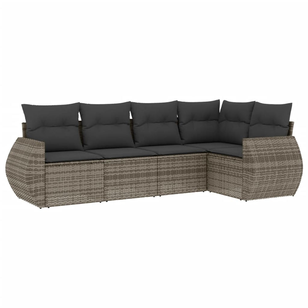 Set Canapea De Grădină Cu Perne, 5 Piese, , Poliratan