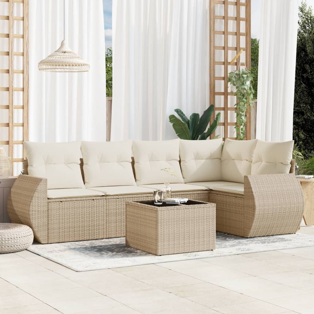 Set Canapea De Grădină Cu Perne, 5 Piese, , Poliratan