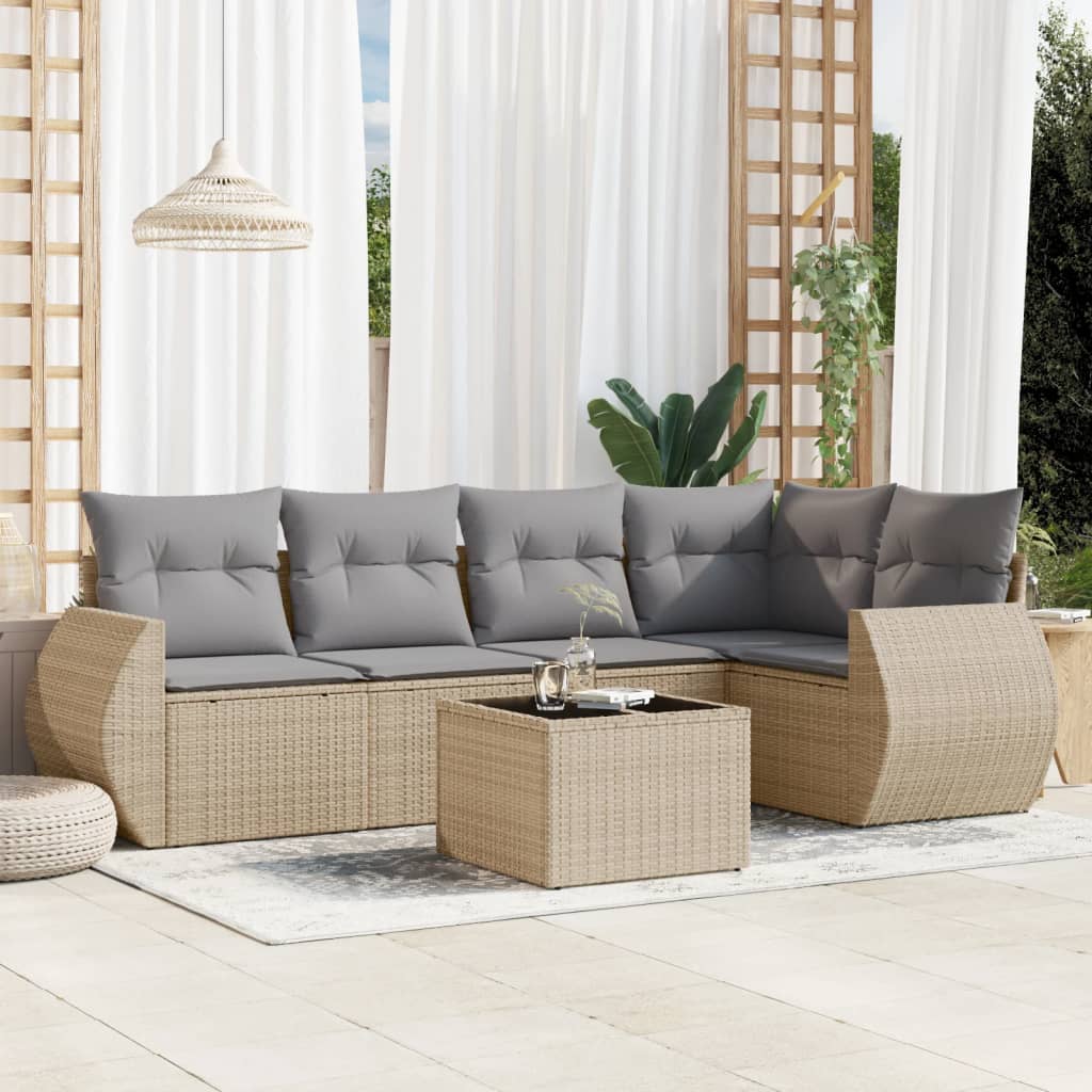 Set Canapea De Grădină Cu Perne, 5 Piese, , Poliratan