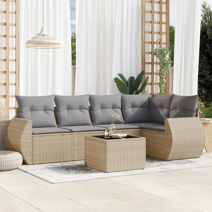 Set Canapea De Grădină Cu Perne, 5 Piese, , Poliratan