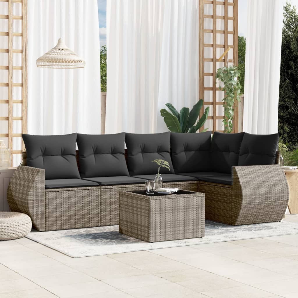 Set Canapea De Grădină Cu Perne, 5 Piese, , Poliratan