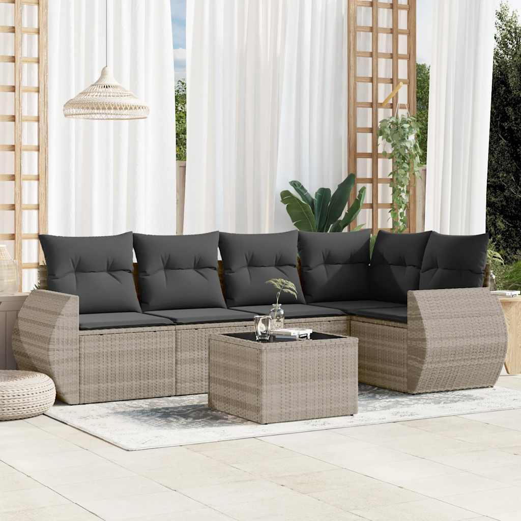 Set Canapea De Grădină Cu Perne, 5 Piese, , Poliratan