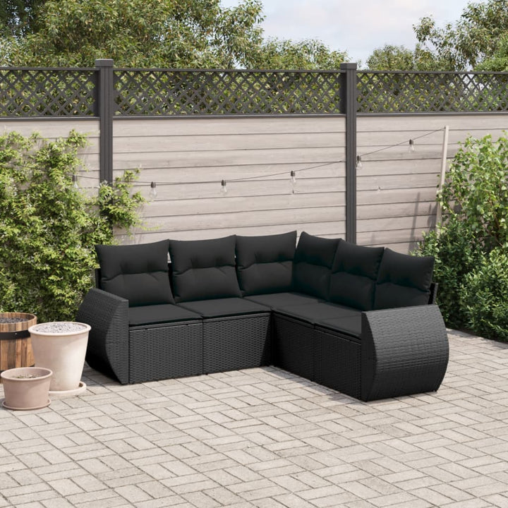 Set Canapele De Grădină Cu Perne, 5 Piese, Bej, Poliratan