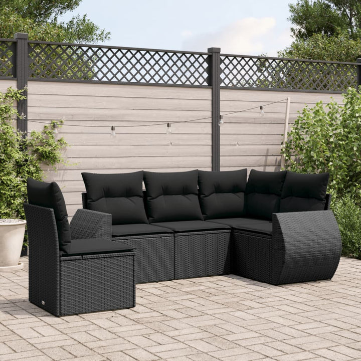 Set Canapea De Grădină Cu Perne, 5 Piese, , Poliratan