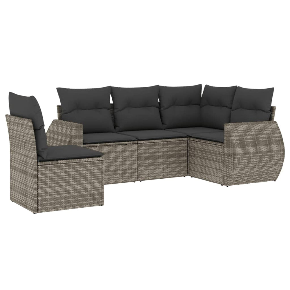 Set Canapea De Grădină Cu Perne, 5 Piese, , Poliratan