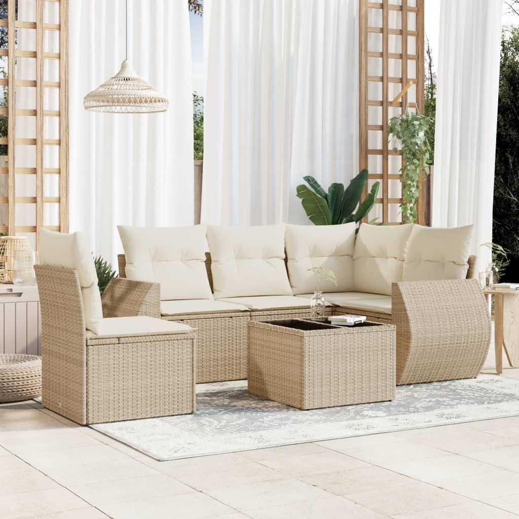 Set Canapea De Grădină Cu Perne, 5 Piese, , Poliratan