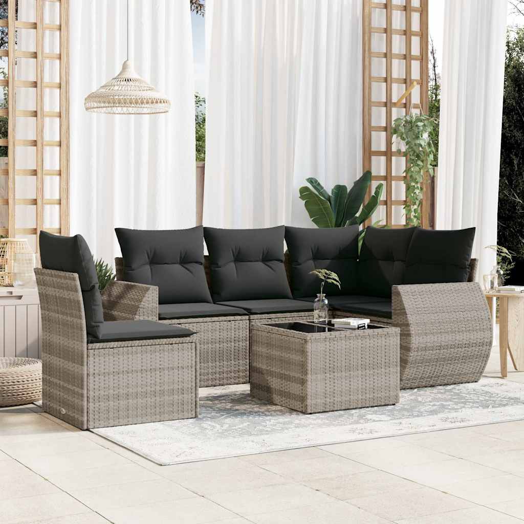 Set Canapea De Grădină Cu Perne, 5 Piese, , Poliratan