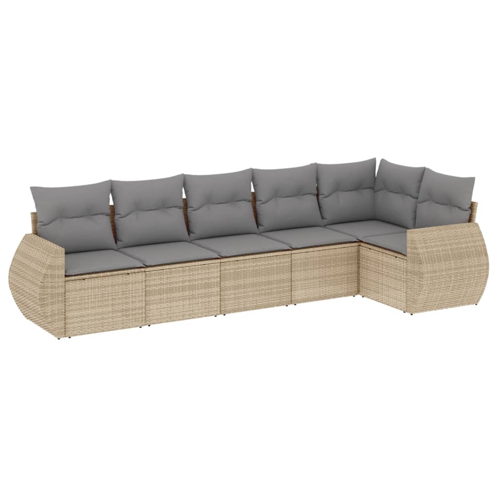 Set Canapele De Grădină Cu Perne, 6 Piese, Bej, Poliratan