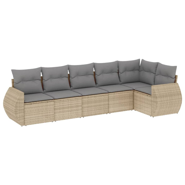 Set Canapele De Grădină Cu Perne, 6 Piese, Bej, Poliratan