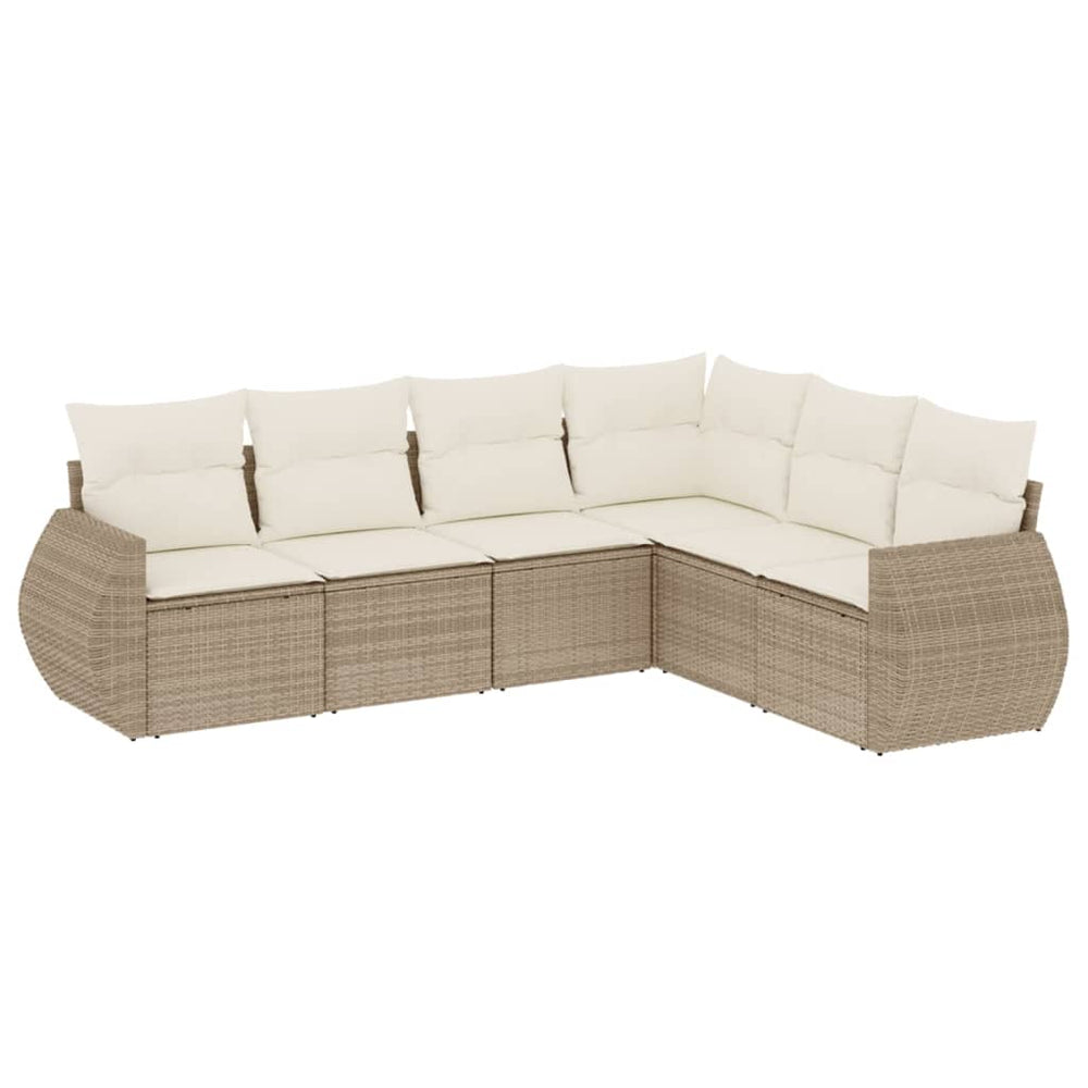 Set Canapele De Grădină Cu Perne, 6 Piese, Bej, Poliratan