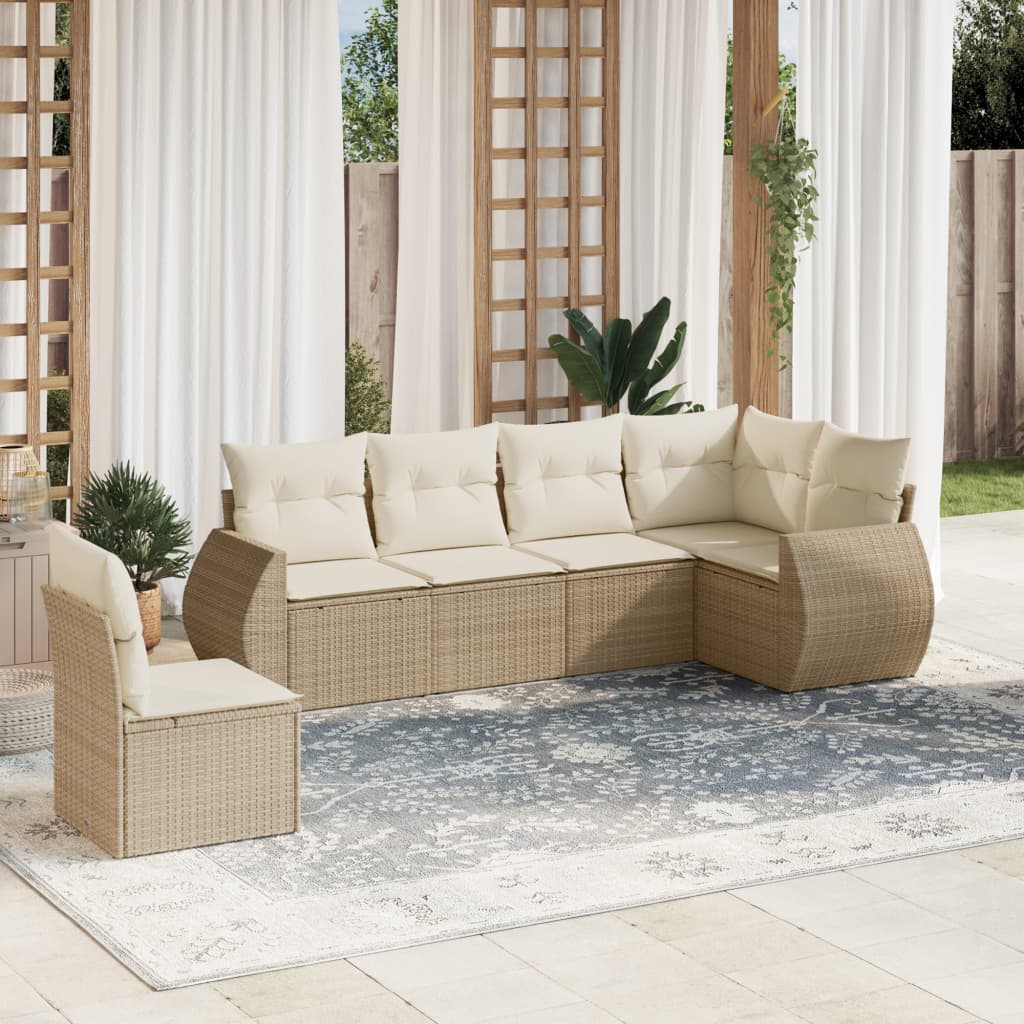 Set Mobilier De Grădină Cu Perne, 6 Piese, , Poliratan