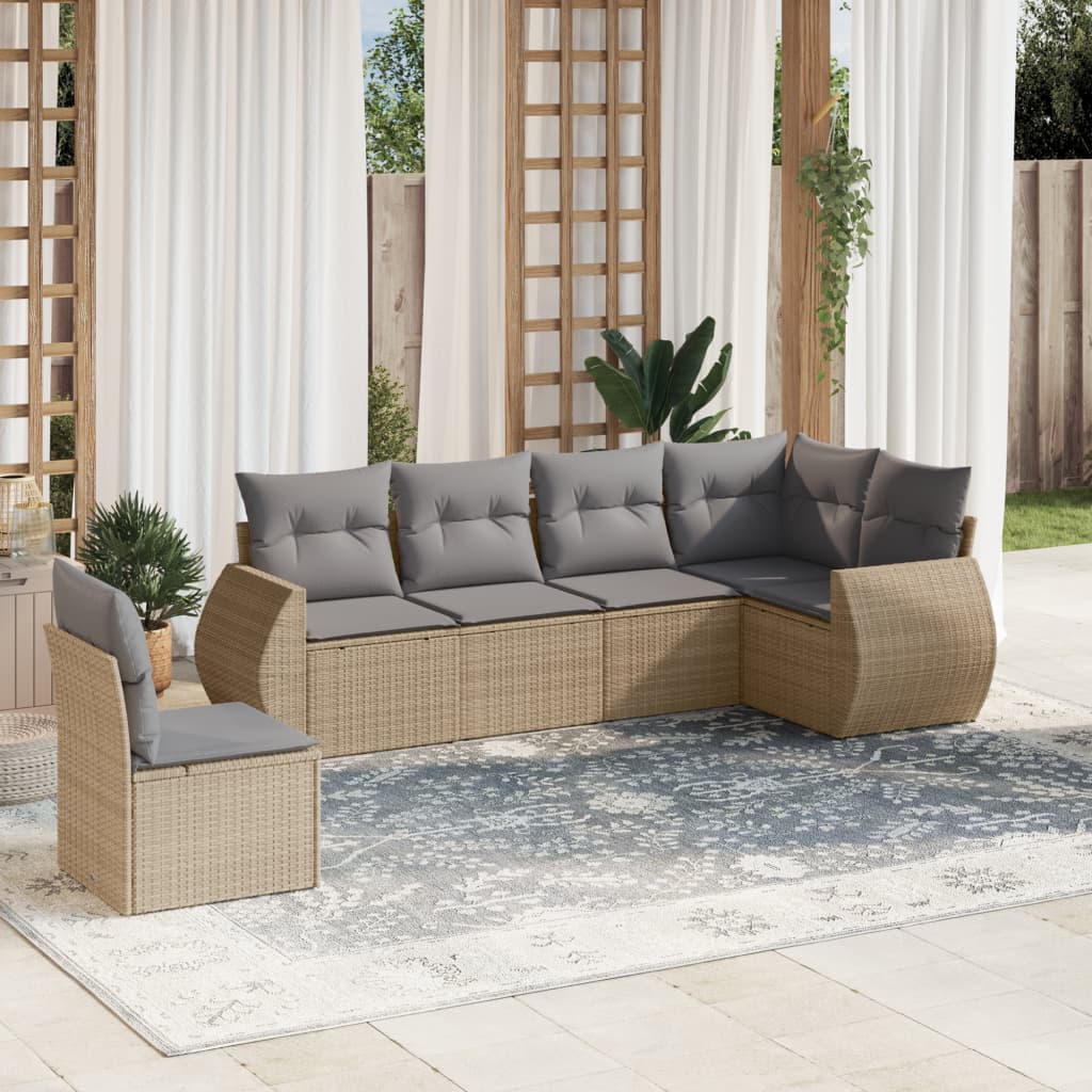 Set Mobilier De Grădină Cu Perne, 6 Piese, , Poliratan