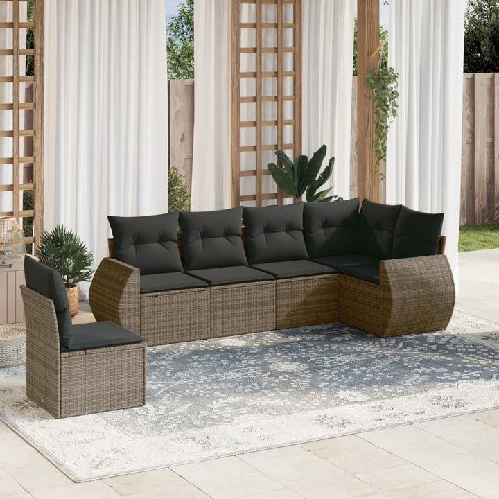Set Mobilier De Grădină Cu Perne, 6 Piese, , Poliratan