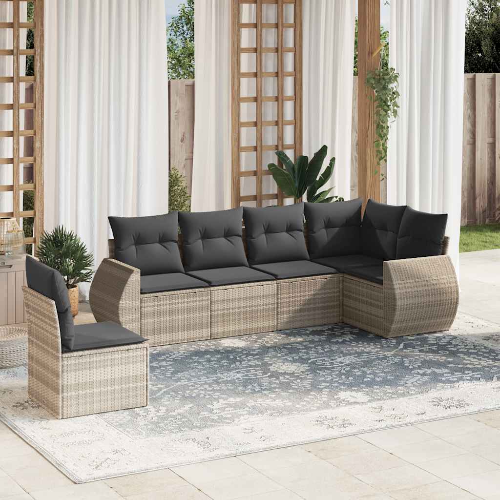 Set Mobilier De Grădină Cu Perne, 6 Piese, , Poliratan