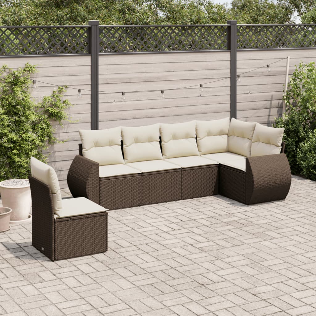 Set Mobilier De Grădină Cu Perne, 6 Piese, , Poliratan
