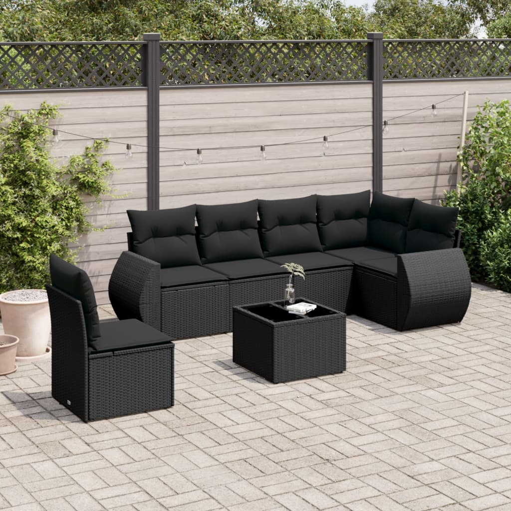 Set Mobilier De Grădină Cu Perne, 6 Piese, , Poliratan