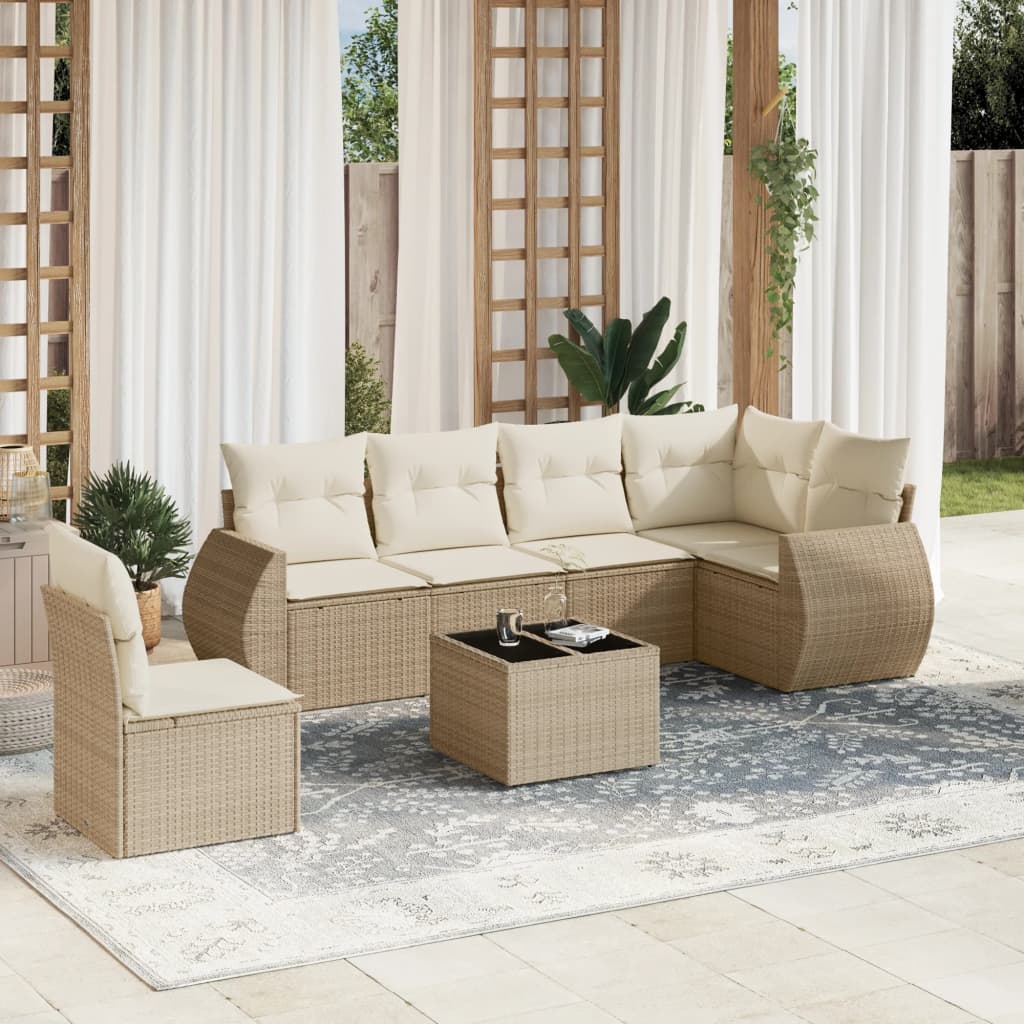 Set Mobilier De Grădină Cu Perne, 6 Piese, , Poliratan