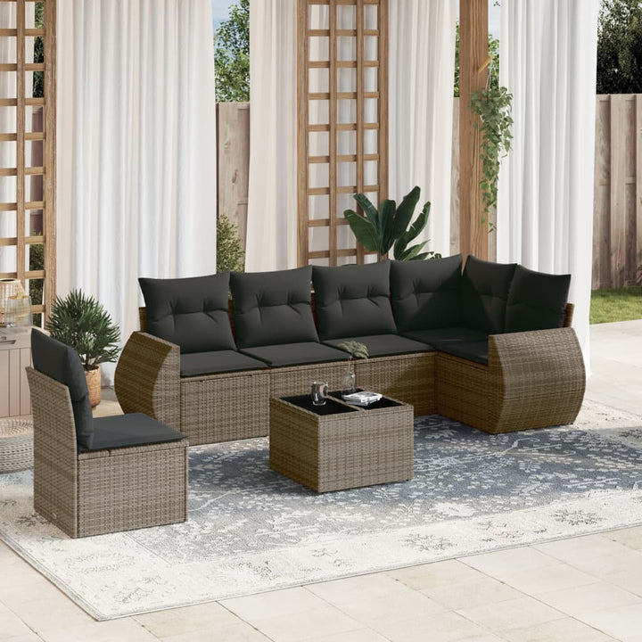 Set Mobilier De Grădină Cu Perne, 6 Piese, , Poliratan