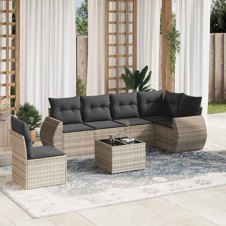 Set Mobilier De Grădină Cu Perne, 6 Piese, , Poliratan