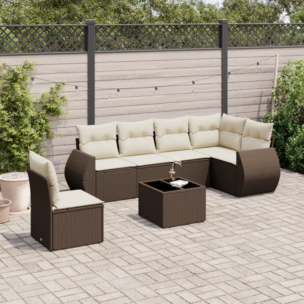 Set Mobilier De Grădină Cu Perne, 6 Piese, , Poliratan
