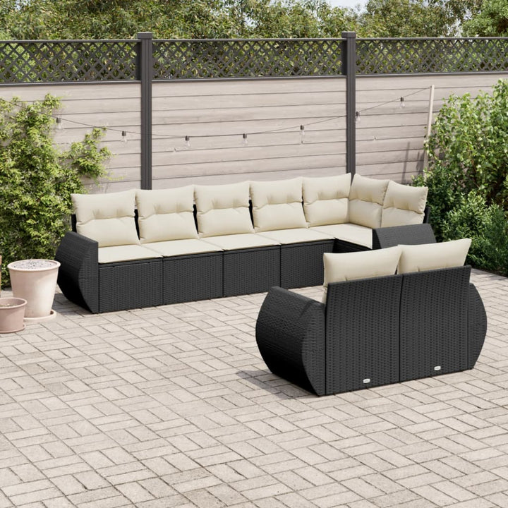 Set Canapele De Grădină, 8 Piese, Cu Perne, Bej, Poliratan