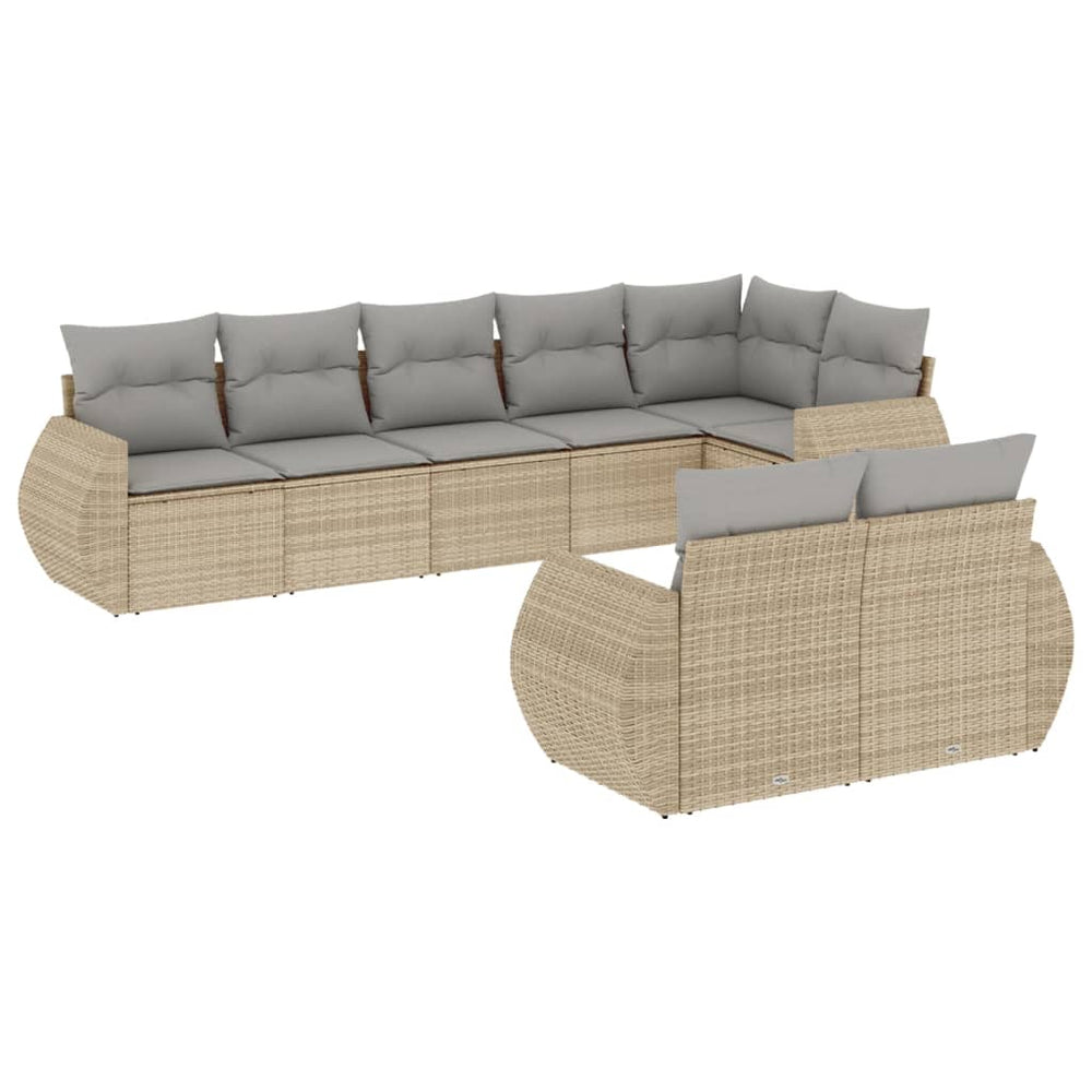 Set Canapele De Grădină, 8 Piese, Cu Perne, Bej, Poliratan