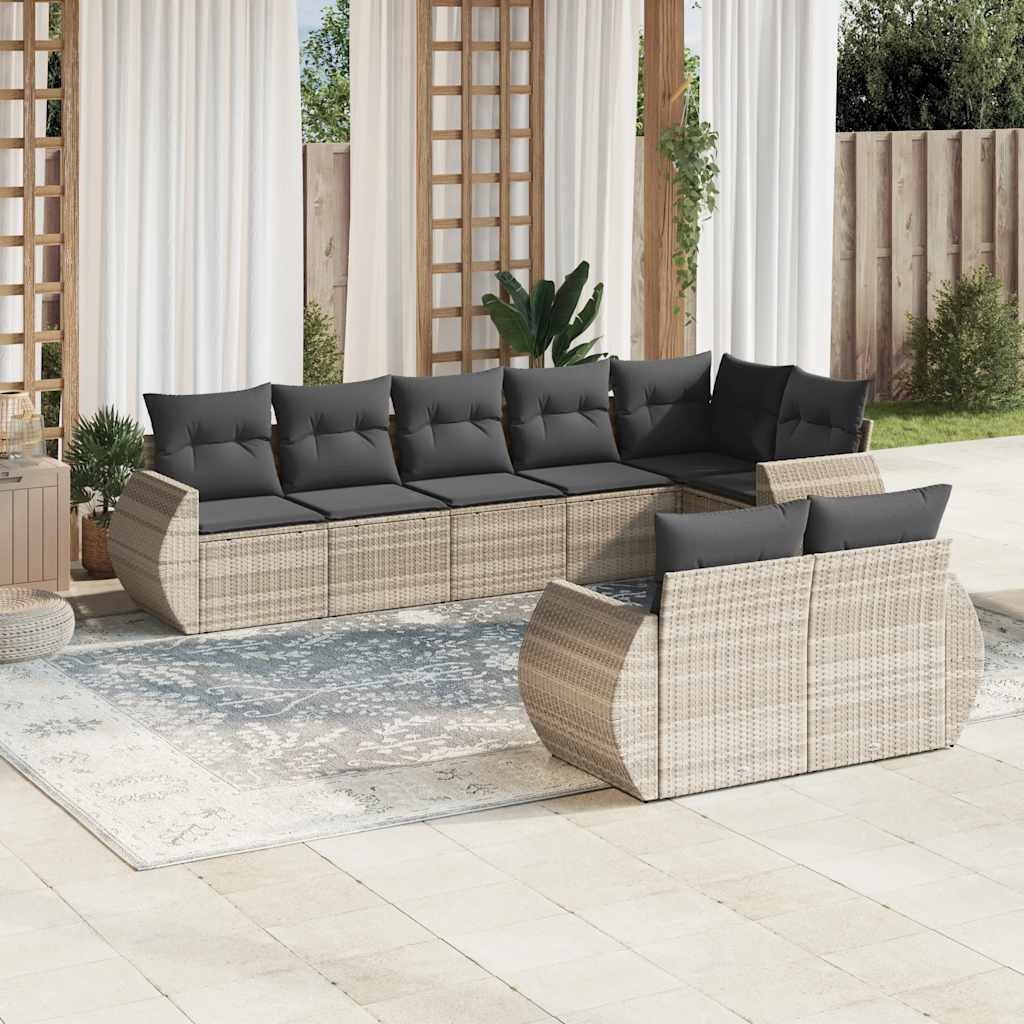 Set Canapele De Grădină, 8 Piese, Cu Perne, Bej, Poliratan