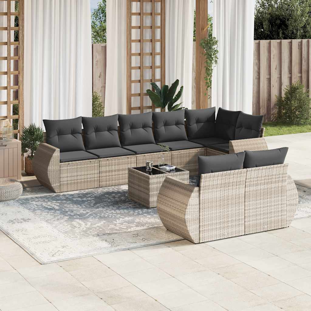 Set Canapele De Grădină, 8 Piese, Cu Perne, Bej, Poliratan