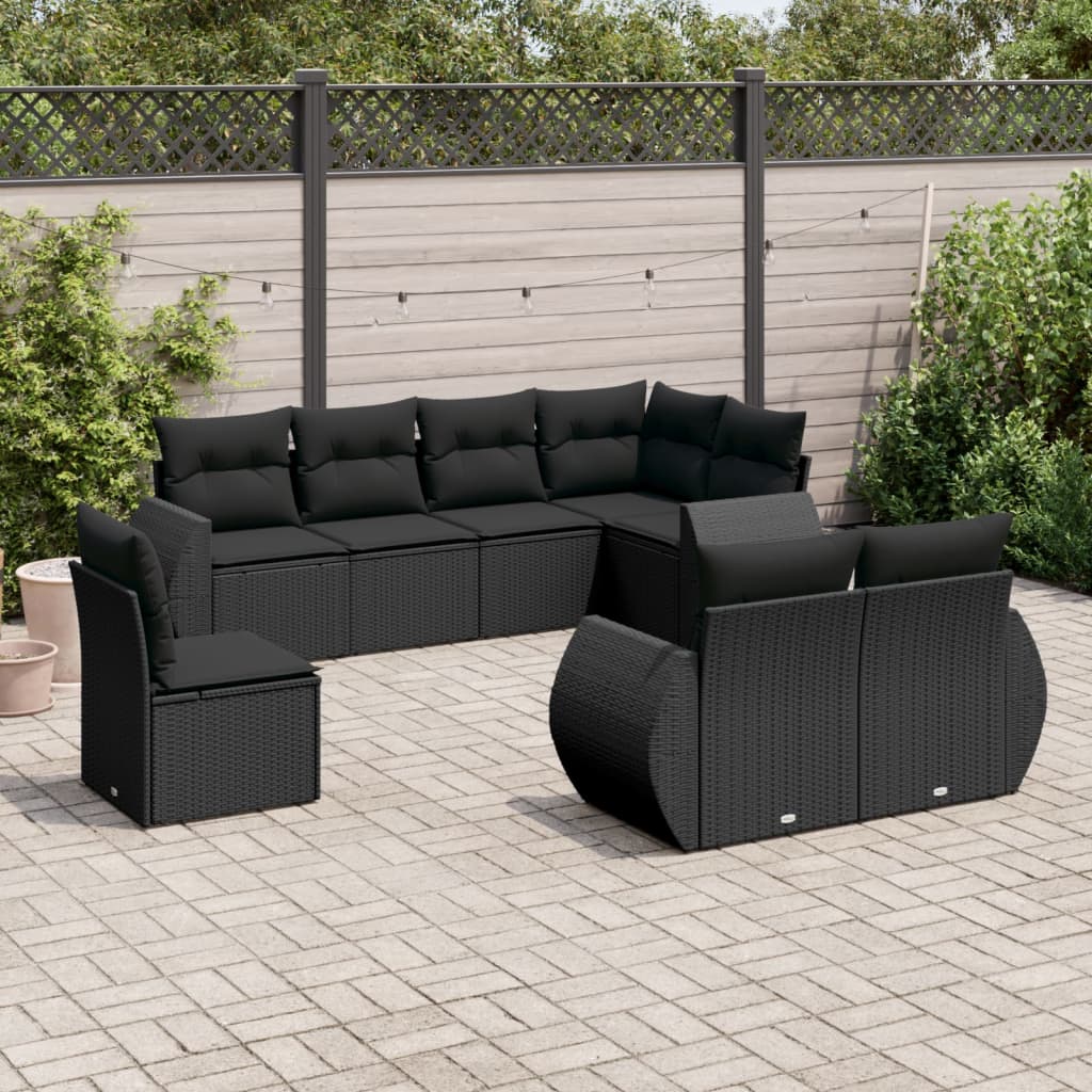 Set Canapele De Grădină Cu Perne, 8 Piese, , Poliratan