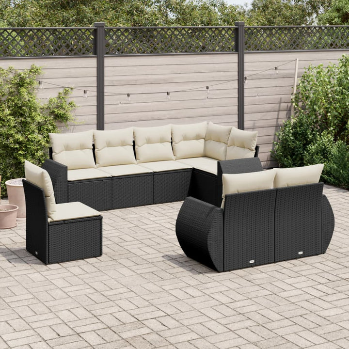 Set Canapele De Grădină Cu Perne, 8 Piese, , Poliratan