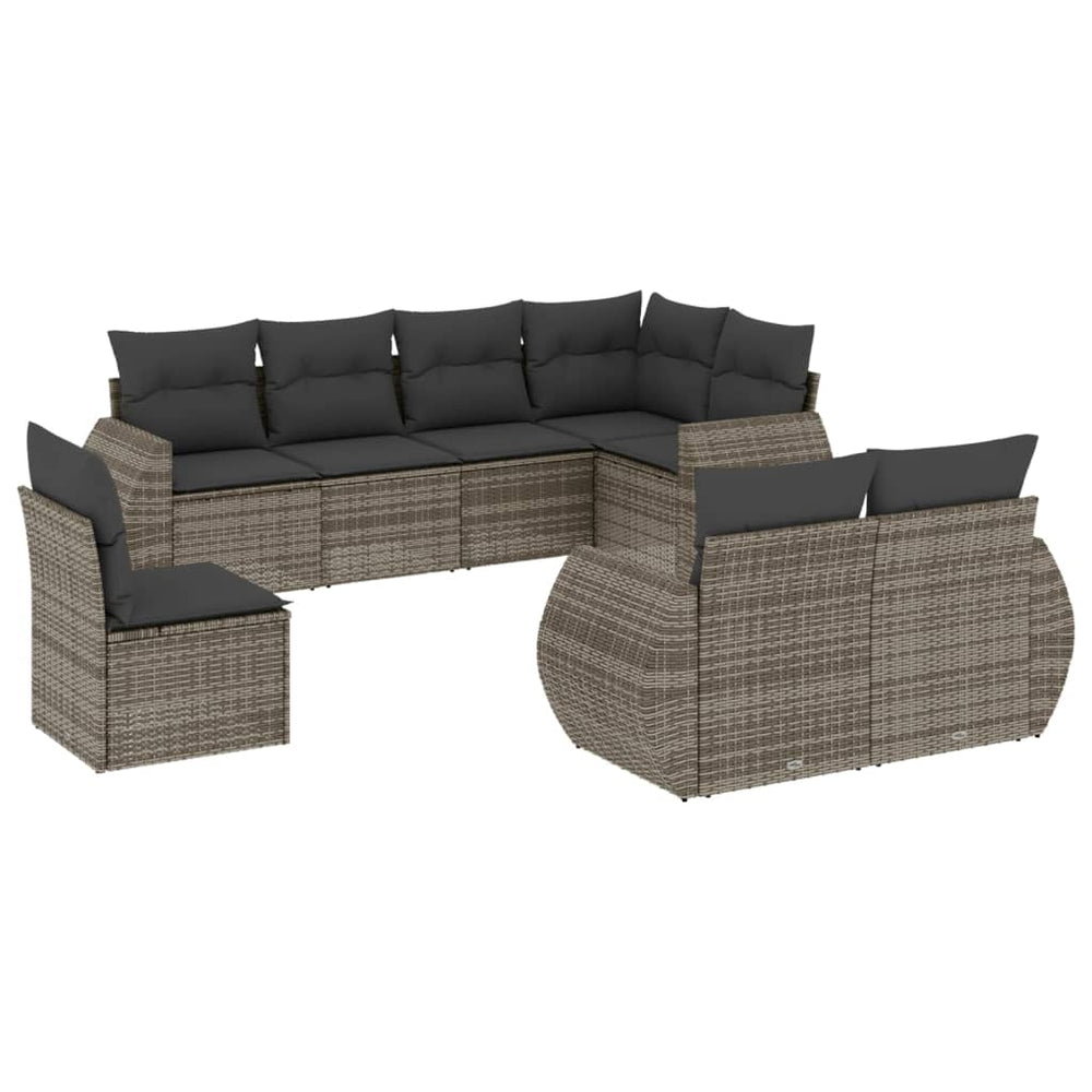 Set Canapele De Grădină Cu Perne, 8 Piese, , Poliratan