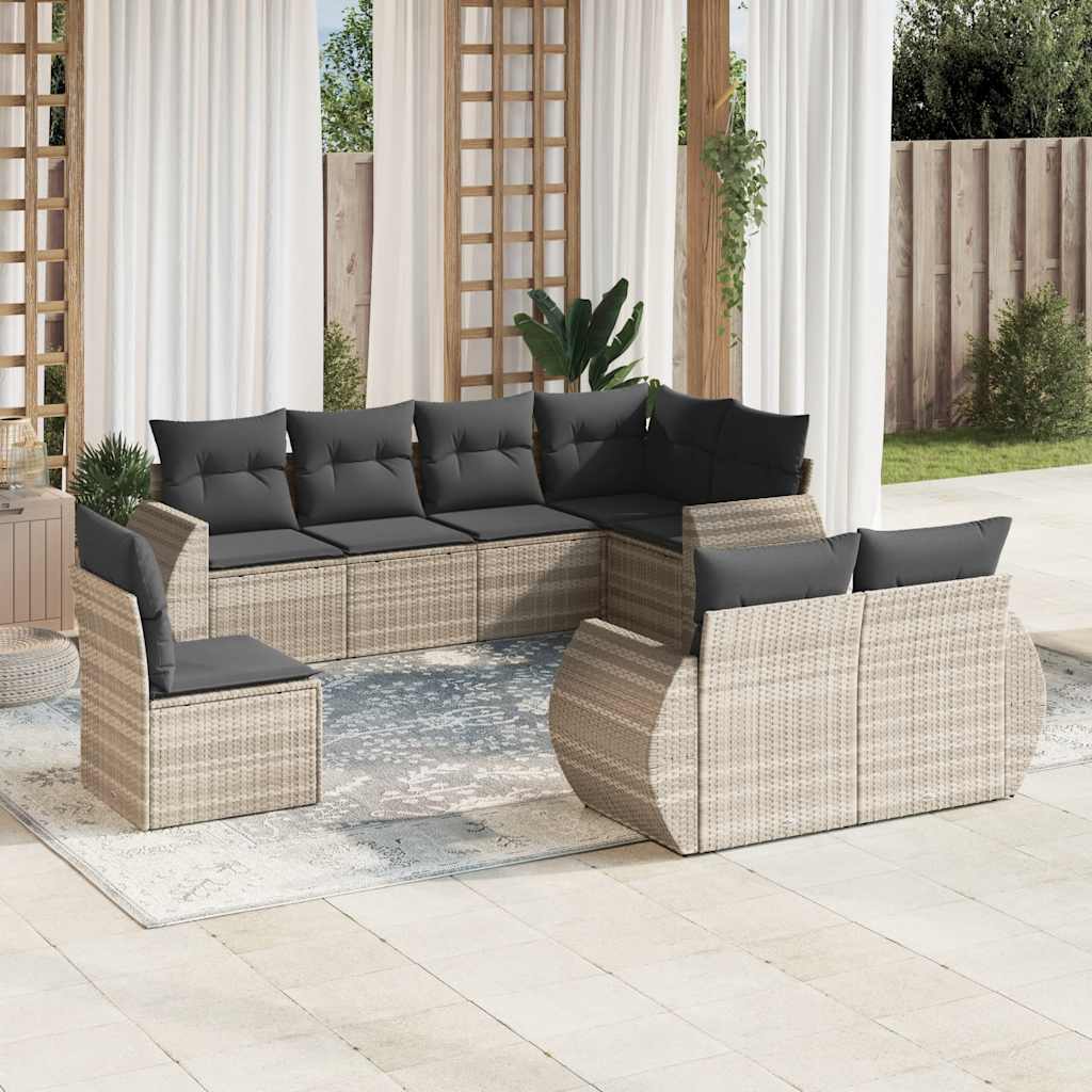 Set Canapele De Grădină Cu Perne, 8 Piese, , Poliratan