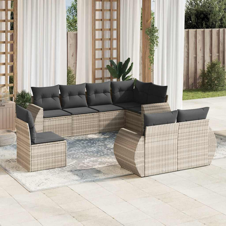 Set Canapele De Grădină Cu Perne, 8 Piese, , Poliratan