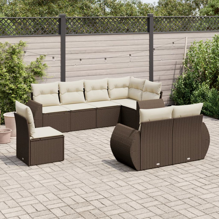 Set Canapele De Grădină Cu Perne, 8 Piese, , Poliratan