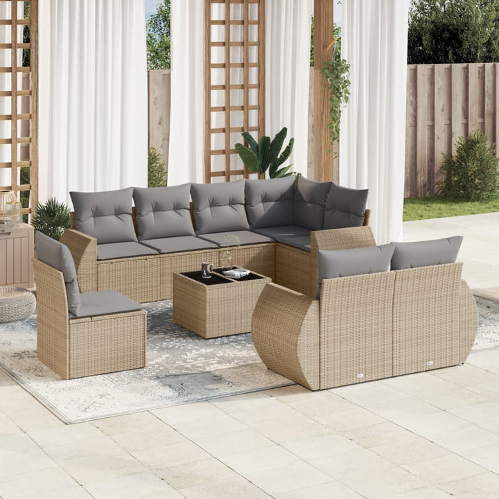 Set Canapele De Grădină Cu Perne, 8 Piese, , Poliratan
