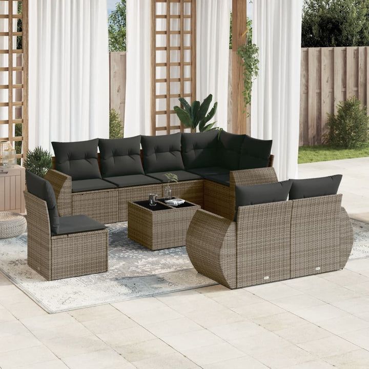 Set Canapele De Grădină Cu Perne, 8 Piese, , Poliratan