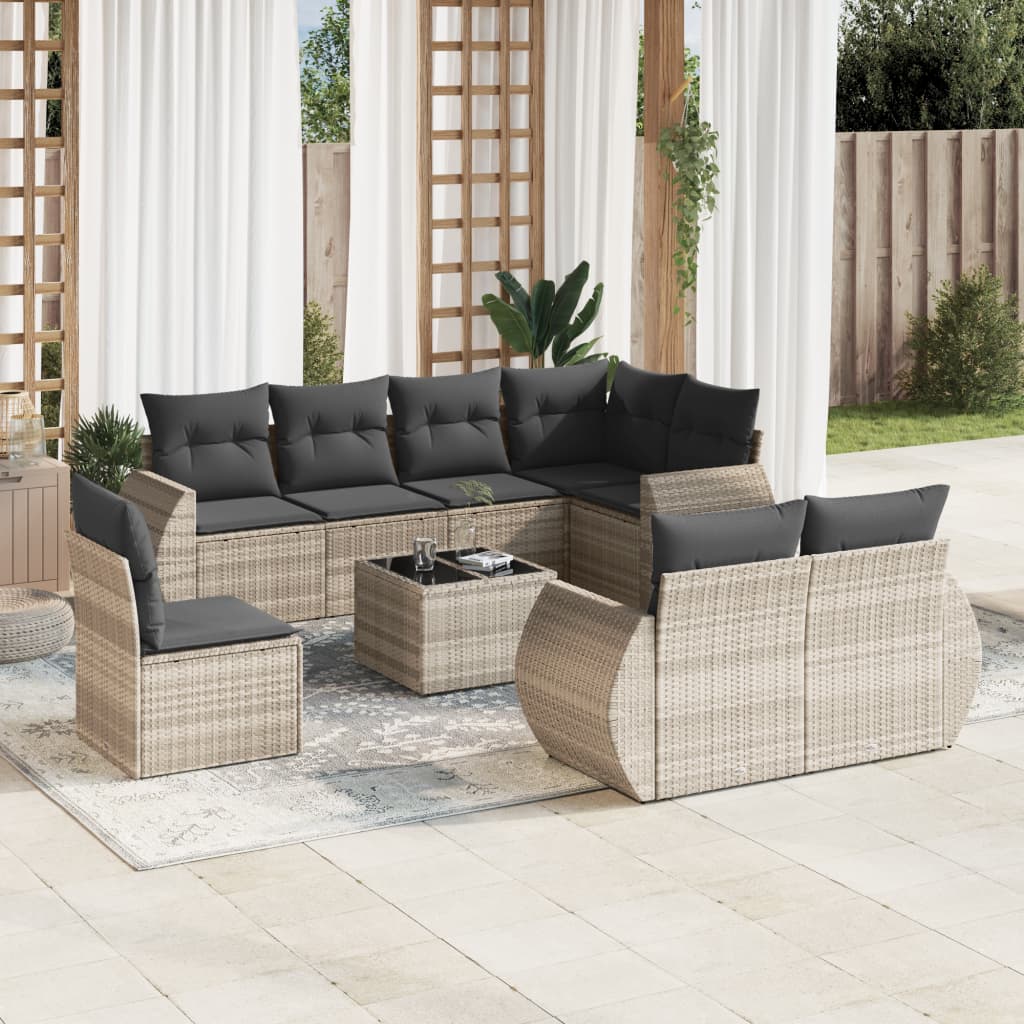 Set Canapele De Grădină Cu Perne, 8 Piese, , Poliratan
