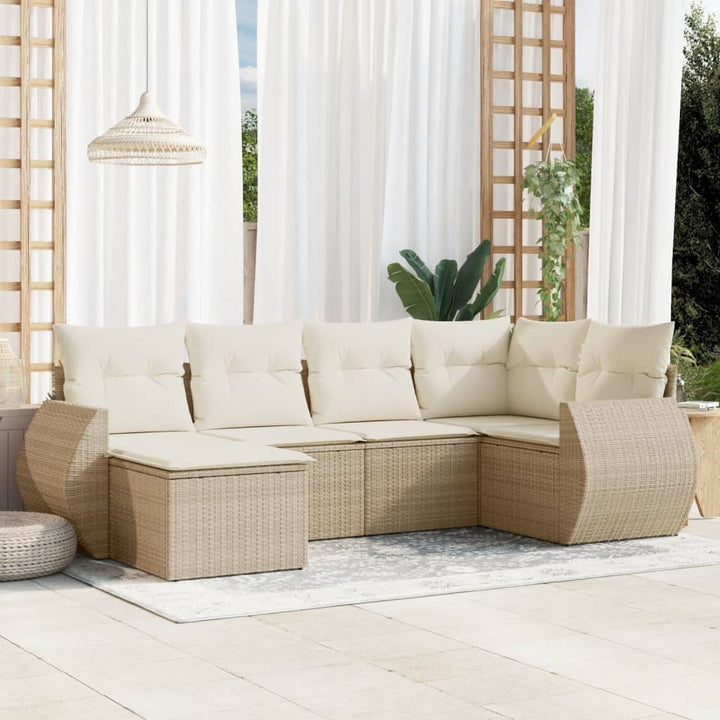Set Mobilier Grădină Cu Perne, 6 Piese, , Poliratan
