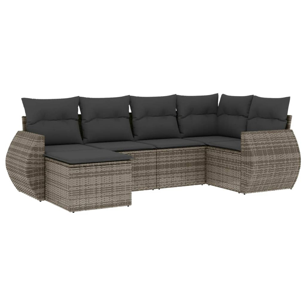 Set Mobilier Grădină Cu Perne, 6 Piese, , Poliratan