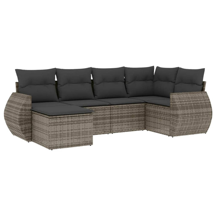 Set Mobilier Grădină Cu Perne, 6 Piese, , Poliratan